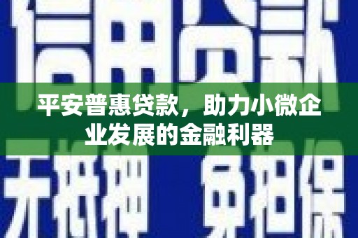 营口平安普惠贷款，助力小微企业发展的金融利器