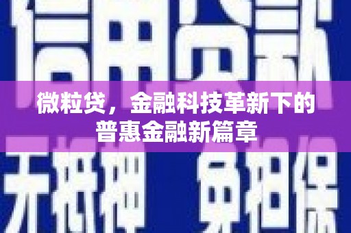 营口微粒贷，金融科技革新下的普惠金融新篇章
