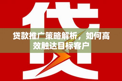 营口贷款推广策略解析，如何高效触达目标客户