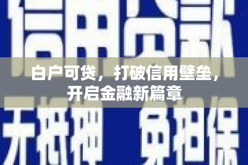 营口白户可贷，打破信用壁垒，开启金融新篇章