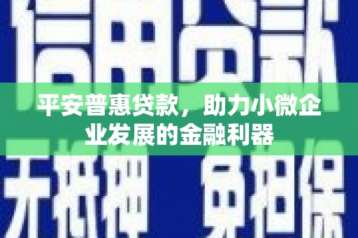 营口平安普惠贷款，助力小微企业发展的金融利器
