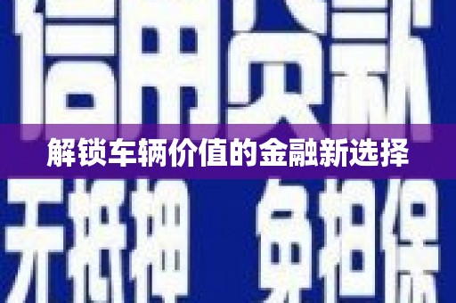 营口解锁车辆价值的金融新选择