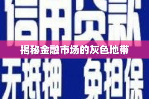 营口揭秘金融市场的灰色地带